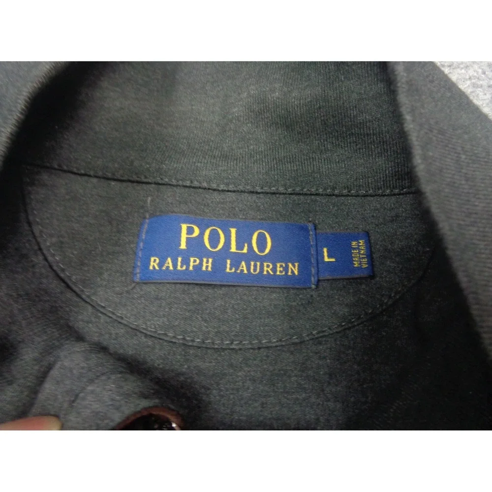 Polo Ralph Lauren Sweater Mens L Gray 1/4 Zip Pullover Red Pony